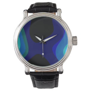 1007 Black And Blue Abstract Art Watch