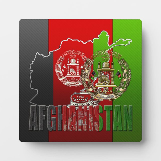 [100] Afghanistan: COA, Flag & Map Plaque (Front)
