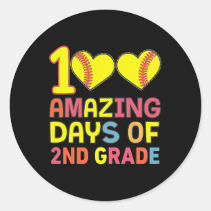 100 Amazing Days Of 2nd Grade Softbyll Student Tea Classic Round Sticker