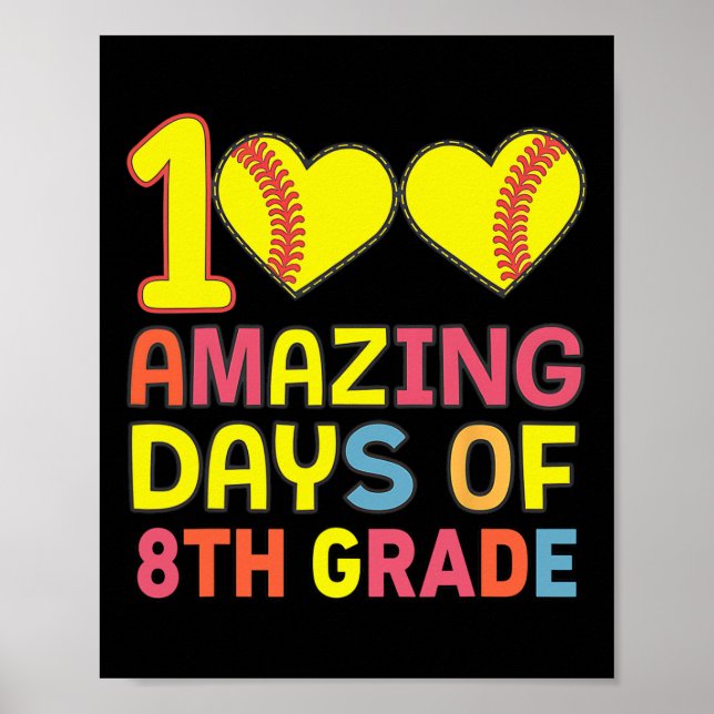 100 Amazing Days Of 8th Grade Softll Player Studen Poster (Front)