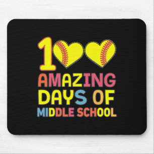 100 Amazing Days Of Middle School Softll Player St Mouse Pad