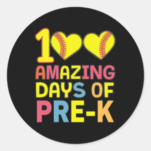 100 Amazing Days Of Pre-k Softbyll Player Student Classic Round Sticker