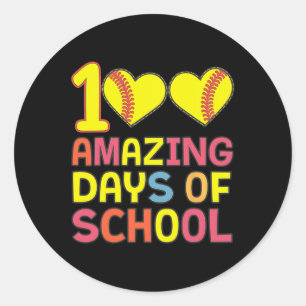 100 Amazing Days Of School Softbyll Player Student Classic Round Sticker