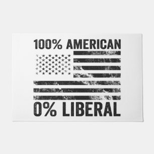 100% American 0% Liberal Republican American Flag  Doormat