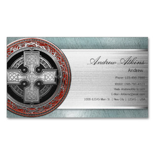 [100] Ancient Celtic Sacred Silver Knot Cross Magnetic Business Card