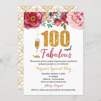 100 and Fabulous Birthday Invitation for Women