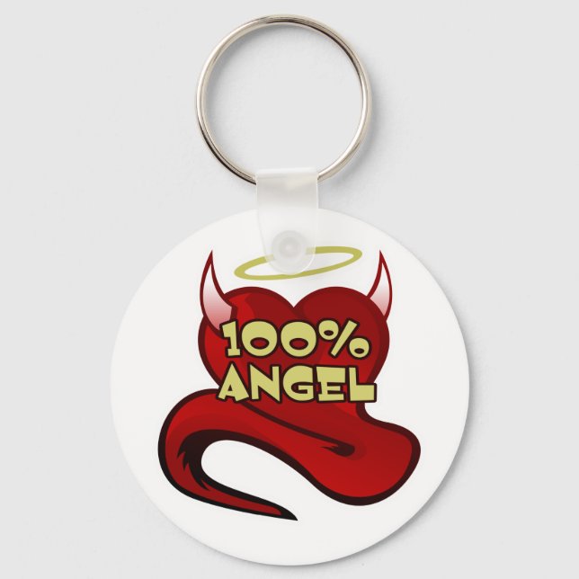 100% Angel Devil Heart Key Ring (Front)