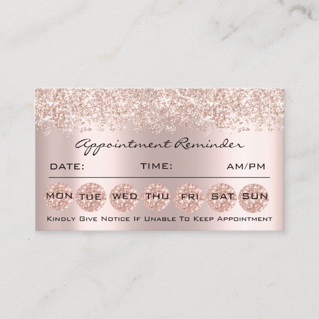 100 Appointment Reminder Cards Makeup Lash Rose (Front)