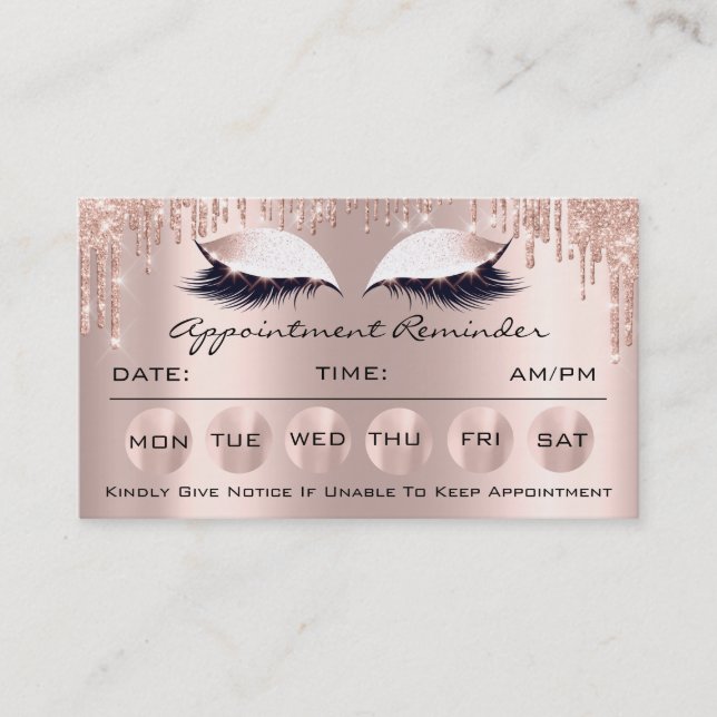 100 Appointment Reminder Cards Makeup Lashes Drips (Front)