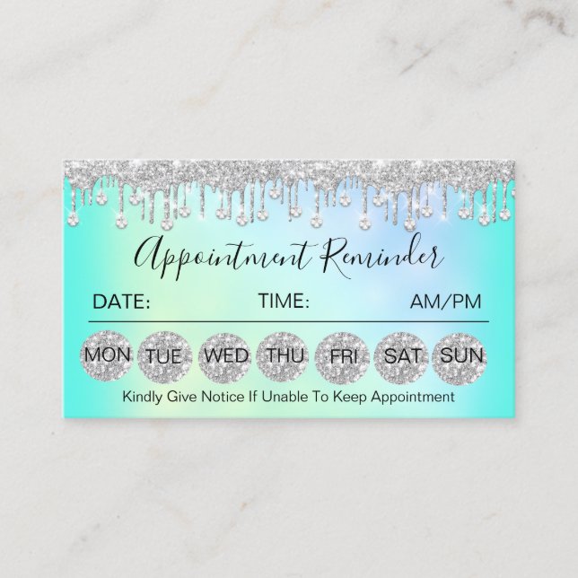 100 Appointment Reminder Diamond Hairdresser Nails Business Card (Front)