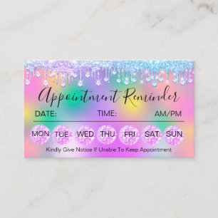 100 Appointment Reminder Drip Pink  Holograph1 Business Card