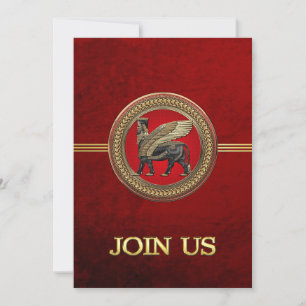 [100] Assyrian Winged Bull: Gold and Black Lamassu
