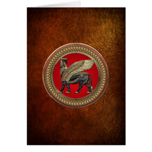 [100] Assyrian Winged Bull: Gold and Black Lamassu