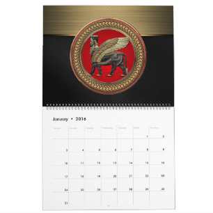 [100] Assyrian Winged Bull: Gold and Black Lamassu Calendar