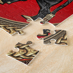 [100] Assyrian Winged Bull: Gold and Black Lamassu Jigsaw Puzzle