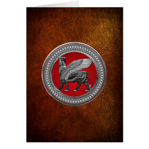 [100] Assyrian Winged Bull: Silver & Black Lamassu