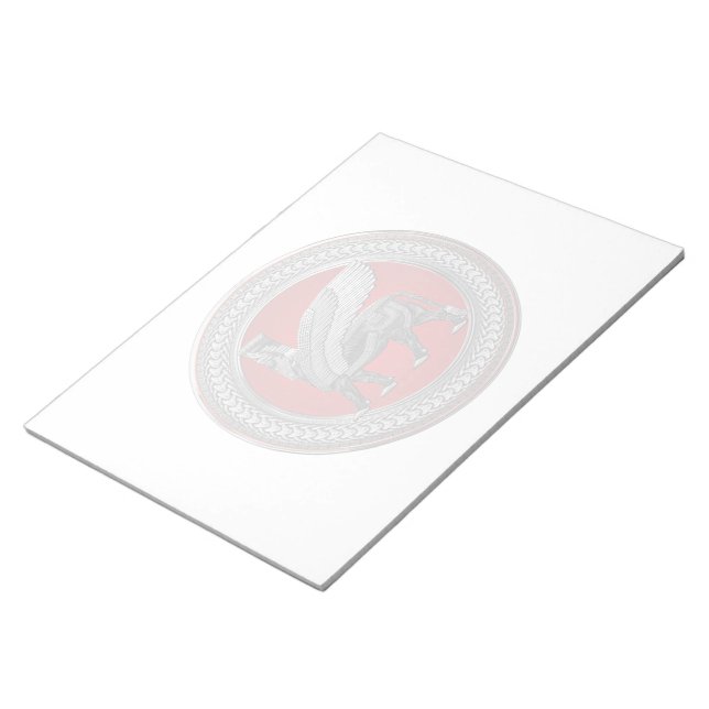 [100] Assyrian Winged Bull: Silver & Black Lamassu Notepad (Angled)