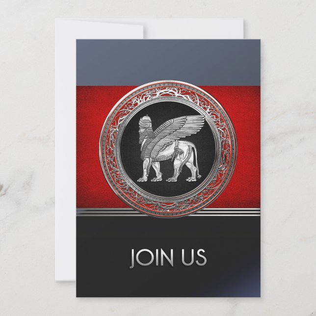 [100] Assyrian Winged Lion - Silver Lamassu (Front)