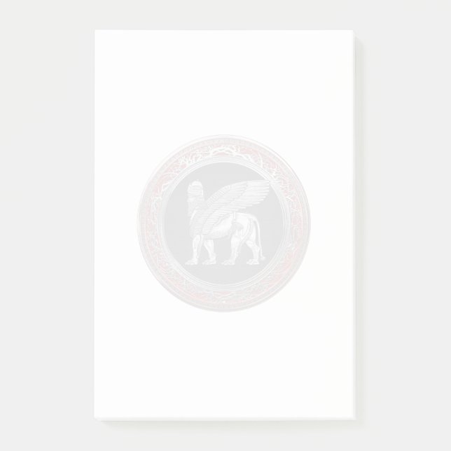 [100] Assyrian Winged Lion - Silver Lamassu Post-it Notes (Front)