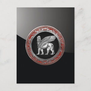 [100] Assyrian Winged Lion - Silver Lamassu Postcard