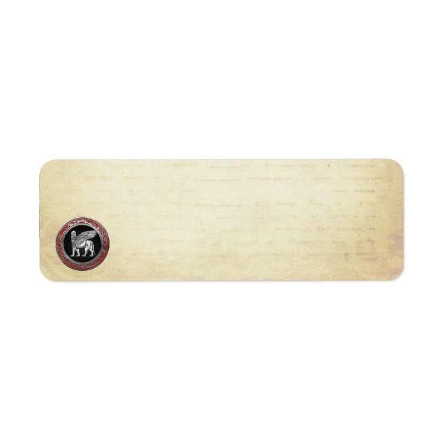 [100] Assyrian Winged Lion - Silver Lamassu Return Address Label (Front)