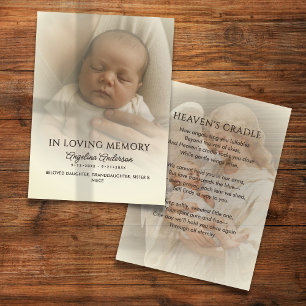 100 Baby Funeral Memorial Photo Prayer Cards