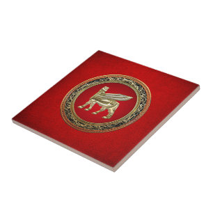 [100] Babylonian Winged Bull Lamassu [3D] Ceramic Tile