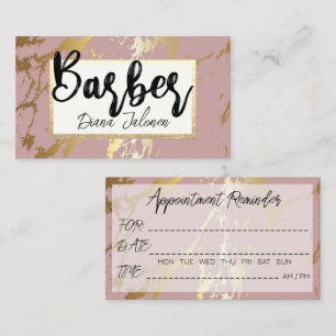 100 Barber Appointment Reminder Pink Marble Business Card