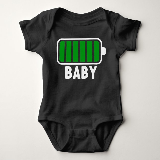 100% Battery Fully Charged Family Black  Baby Bodysuit (Front)