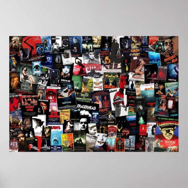 100 Best Horror Movies of All Time Collage Poster (Front)