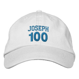 100 Birthday Custom Name BLUE Embroidery V01F Embroidered Hat