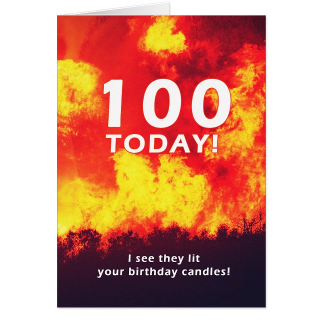 100 Birthday Forest Fire Candle Humour  (Front)