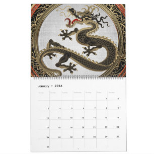 [100] Black and Gold Sacred Eastern Dragon Calendar