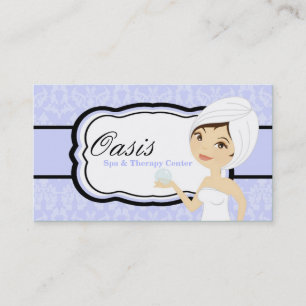 100 Blue Damask Spa Therapy Massage Business Card
