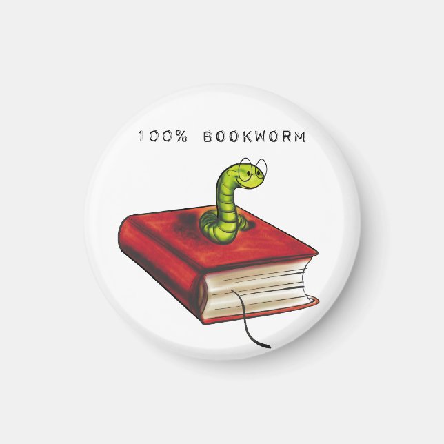 100% Bookworm Magnet (Front)