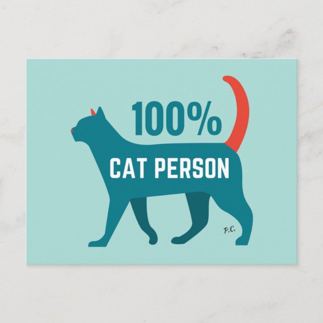 100% Cat Person Postcard (Front)