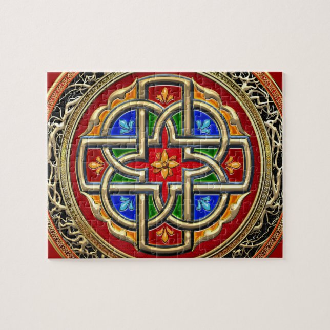 [100] Celtic Cross [Gold+Enamel] Jigsaw Puzzle (Horizontal)