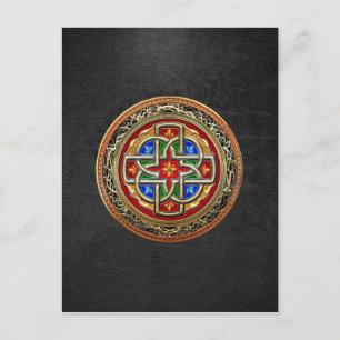 [100] Celtic Cross [Gold+Enamel] Postcard