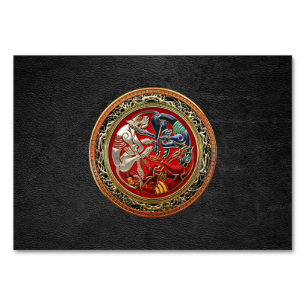 [100] Celtic Treasures - Three Dogs on Gold Table Number