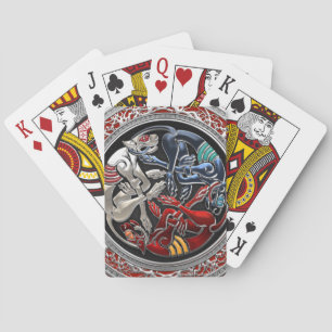 [100] Celtic Treasures - Three Dogs on Silver Playing Cards