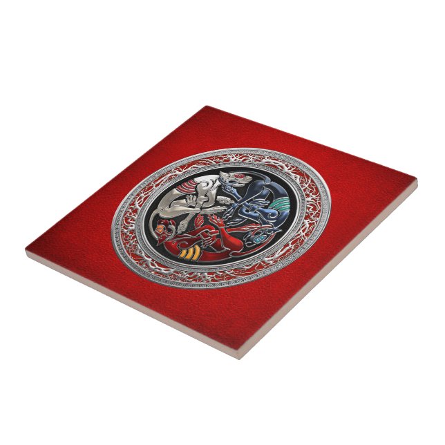 [100] Celtic Treasures - Three Dogs on Silver Tile (Side)