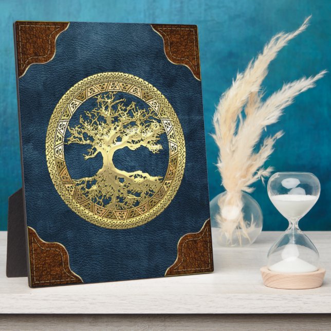 [100] Celtic Tree of Life [Gold] Plaque (Side)