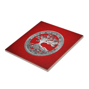 [100] Celtic Tree of Life [Silver] Ceramic Tile