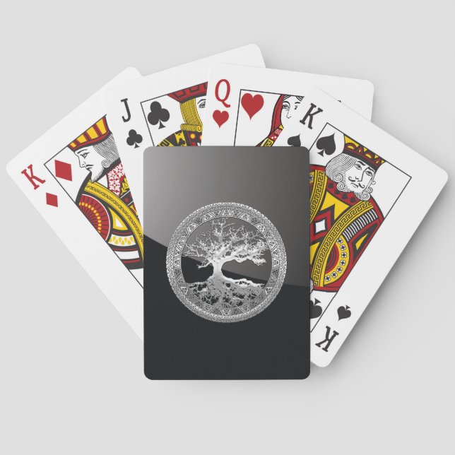 [100] Celtic Tree of Life [Silver] Playing Cards (Back)