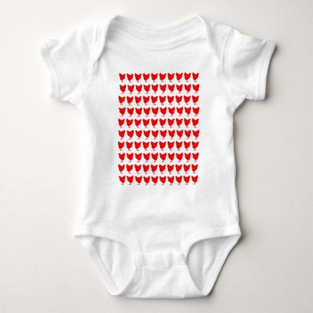 100 Chickens - Red Baby Bodysuit (Front)