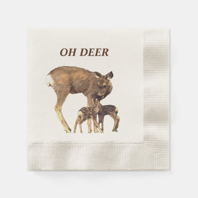 100 Coined Cocktail paper napkins w/ deer (Front)