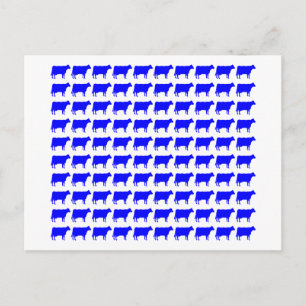 100 Cows - Blue Postcard