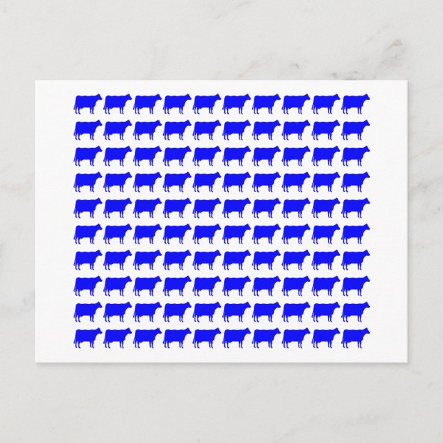 100 Cows - Blue Postcard (Front)