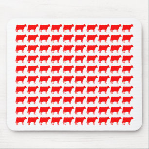 100 Cows - Red Mouse Pad