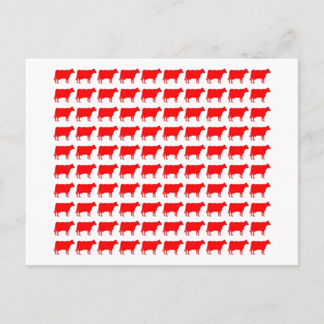 100 Cows - Red Postcard (Front)